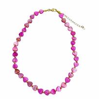 Ornaments Bohemian Style Necklace Adjustable Collarbone Chain Heart Beaded Necklace  Vacation rožinė