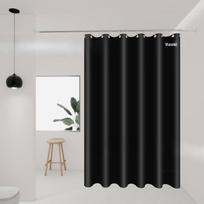 Yipan No-Drill Black PEVA Shower Curtain Set visiškai juoda spalva