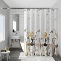 Dandelion Pattern No-Drill Polyester Shower Curtain