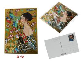 Zestaw 12 Pocztówek Kartki Gustav Klimt Kobieta Z Wachlarzem Prezent Box