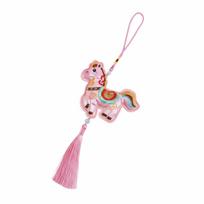 Chinese Style Pony Embroidered Pendant Tassel Horse Hanging Decoration  Festive Accessory rožinė