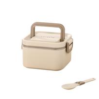 304 Stainless Steel Square Lunch Box Leakproof Food Storage Box Picnic Box Lunch Container  Kitchen Beige 1 layer
