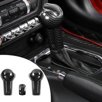 Automobilio automatinės pavarų perjungimo svirties rankenėlės apdailos dangtelis, anglies pluošto stiliaus lipdukai, skirti Ford Mustang 2015-2023 ABS priedai