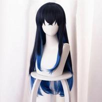 Anime Cosplay Hashibira Inosuke Cosplay Perukas Moterims 70cm Ilgio Tiesūs Ombre Mėlyni Plaukai Perukai + Peruko Kepuraitė One Size