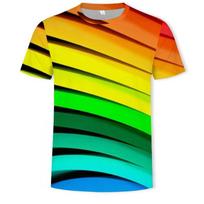 Striped Grid Mirage 3D Digital Color Printing Men's Short Sleeved T-shirt S
