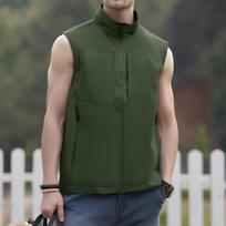 Men's Windproof Lightweight Golf Vest Outerwear With Pockets, Softshell Sleeveless Jacket For Running Hiking Sports L armijos žalia spalva