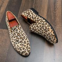 Fashion Fashion Driving Shoes Slip-on Lazy Loafers Leopard print Suede Causal Moccasin Comfortable Mules Men Pointed Retro Social Shoes 38 leopardo rašto spalva