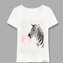 Zebra Pink Bubble Gum Art Print T-shirt Fashion Women T-Shirt Cute Zebra Design Casual Tops Summer Tee Woman T-Shirt Harajuku S