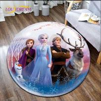 Cartoon Frozen Print Children Carpet Area Rugs Round Carpet for Living Room Floor Mat Flannel Anti-Slip Mat 60cm
