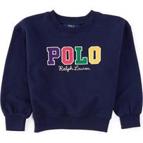 Polo Ralph Lauren Sweatshirt Solid Color Corduroy Appliqué Crew Neck Long Sleeve Kids tops Blue 313950942-001 L