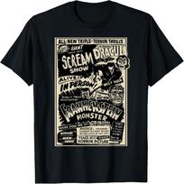 Horror Movie Mummy Dracula Werewolf Frankenstein T-Shirt S juoda