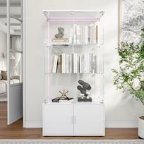 Vitrina, 79x35x166 cm,Su LED šviesos juostele, Balta