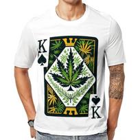 King of Weed Playing Card Unisex Adult T-Shirts Summer Short Sleeve Tee Casual Tops Funny Graphic S balta