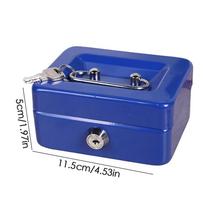 Cash Box with Lock Lightweight Money Cash Box for Change Lockable Petty Cash Deposit Tin Mini Cash Safe Box Money Storage Box mėlyna