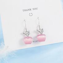 Solid S Tone Rose Quartz Ear Studs Aros Mujer For Women Oreja Pink Quartz Orecchini Gemstone Drop Ear Studs FemalesTrendy Ear Studs