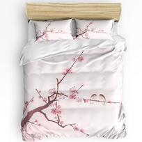 Comforter Japanese Mount Fuji Sakura Tree Flower 3Pcs Bedding Set Home Textile S Bedding Set No Sheet Comforter (quilt)-EU Single(135*200cm)3pcs
