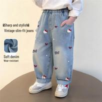 Hello Kitty Girls' Retro Slim-Fit Jeans 130 mėlyna
