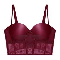 Red Push-Up Bra Set: Six-Button Adjustable, Anti-Side-Boob, No Underwire, Small Bust Enhancement 36/80AB raudona