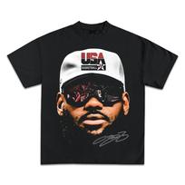 LeBron James  USA Basketball Team  Vintage Oversized Black T-Shirt | Basketball Fan Unisex Streetwear Tee 4XL
