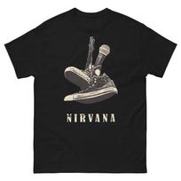 Nirvana Shoe Microphone Shirt Vintage Grunge Tee Y2K Rock Graphic S