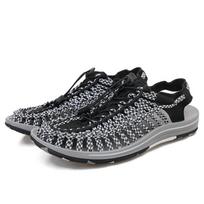 38-48 Summer Men's Sandals Large Size Hand-woven Shoes 35 juoda/balta