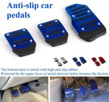 3pcs Universal Car Pedal Cover Kit Anti Slip Aluminum Pedals For Manual Transmission Red Blue Silver Auto Interior Modification Parts mėlyna