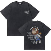 Washed Vintage Rapper Kanye West Graduation Bear Graphic T Shirt Unisex Pure Cotton Tshirt Unisexs Hip Hop Fashion Oversized Tshirt M