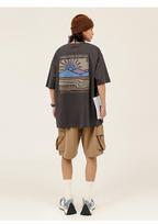 American Retro Pattern Printed Short-sleeved Crew Neck Cotton T-shirt Unisex Oversized Top Casual Loose Fashion Streetwear Top S įvairiaspalvis