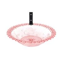 Elegant Pink Glass Bowl with Intricate Floral Design Perfect for Home Decor or Special Occasions, 12-inch One Size raudona