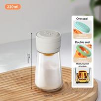 No-Press Gravity Salt Dispenser – Auto-Pour Glass Shaker with Sealed Lid for Spices, Sugar & Seasonings, Keeps Contents Dry pilka spalva