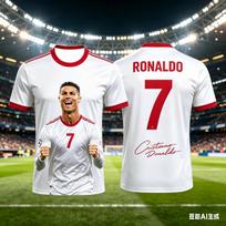 Cristiano Ronaldo Fashion Football Superstar Printed Men's Fan Commemorative T-shirt Daily Sports Breathable Jersey Clothing XXS