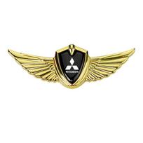 for Mitsubishi ASX Colt Galant Pajero Eclipse Outlander Lancer L200 Ralliart EVO Metal 3D Wings Sticker Car Badge Decal auksas