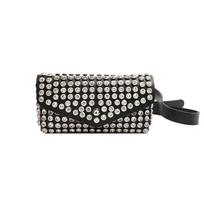 Luxury Woman Chest  Fashion Fanny Pack Pu Leather Waist  Rivet Crossbody Chest Bag Femme Travel Belt Bag Handbag Phone Bag juoda