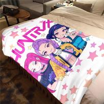 KPop Demon Hunters Cute Print Flannel Blanket, Warm Comfortable for Bedrooms, Sofas, Beds -HYQ16 75x90cm