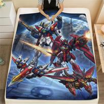 Mobile Suit Gundam Print Flannel Blanket, Warm Comfortable for Bedrooms, Sofas, Beds, Chairs -HE45 75x90cm