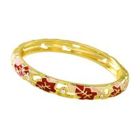 Traditional Vintage Cloisonne Bangle Big Floral Leaf Women's Hand Bracelet  Gifts for Women Girl geltona