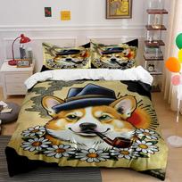 Corgi, hat, pipe, daisies. Bedding sets Duvet cover sets Duvet covers Pillowcases(1 * Duvet Cover 2 * Pillowcases, without duvet insert) 135x200cm