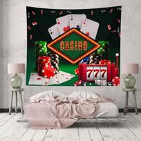 Tapestry Casino Poker Chips Playing Cards 75x100 juoda