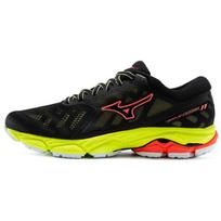 Mizuno Wave Ultima 11 Womens Low Top Fabric Synthetic Leather Cushioned Running Shoes Black Yellow J1GD190909 36.5