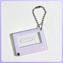 Kawaii Cartoon Music Player Acrylic Keychain Photo Frame Card Holder Cute Girls Idol 1-Inch Photo Storage Backpack Chain Pendant violetinė