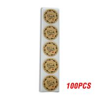 Round Natural Kraft Thank You Sticker Seal Labes 100-500 Pcs Hand Made With Love Sticker Paper Scrapbooking Stationery Sticker