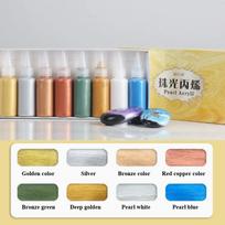 30ml 8-color Metallic Acrylic Paint Set Handcrafted DIY Stone Metal Statue Glass Greeting Card Metallic Color Decorative Paint