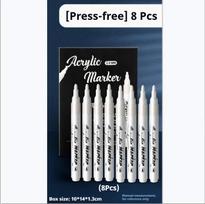8Pcs Waterproof Metal Marker 2mm Permanent White Paint Pen Art Painting Graffiti Pens Fabric Wood Stone Tire Leather Marker