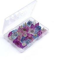 30pcs Hot selling rose pushpin, cute and creative resin soft wood board fixing nail, big head nail, soft wood board nail violetinė