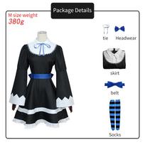 Anime Panty & Stocking with Garterbelt Younger Sister Anarchy Stocking Cosplay Costume Gothic Maid Lolita Dress Wig Long Socks XL