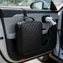 EV Cable Storage Bag Organizer Practical Wear Resistant Accessories Convenient Easy to Use Smooth Zipper PU Leather