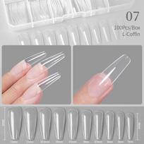 100Pcs Press on False Nails Capsule Gel Nails Extension System Nail Tips Coffin French Quick Building Mold Tool