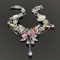 GemChic Women's Sweet Cool Hottie Butterfly Splice Drop Collarbone Chain Ladies Personalized Retro Necklace Birthday Christmas Jewelry Gift gray