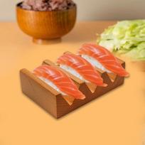 Wood Sushi Holder Display Stand 3 Grid V Shaped Rack Hand Roll Serving Tray for Food 9cm Width