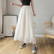 Moteriškos kelnės, elastingos plačios kojos, netaisyklingos apvadas, dvisluoksnės korėjietiškos kelnės Vasarinės laisvalaikio klostuotos kelnės XXXXL balta